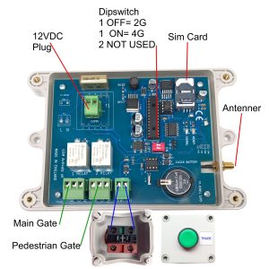 GSM Electric Gate Opener Plus Timed Relay and Trade Button - 2G & 4G